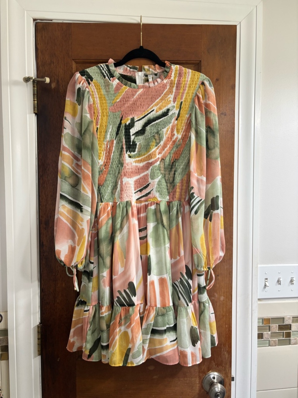 Selfie Leslie Indikah Long Sleeve Smocked Bodice Dress